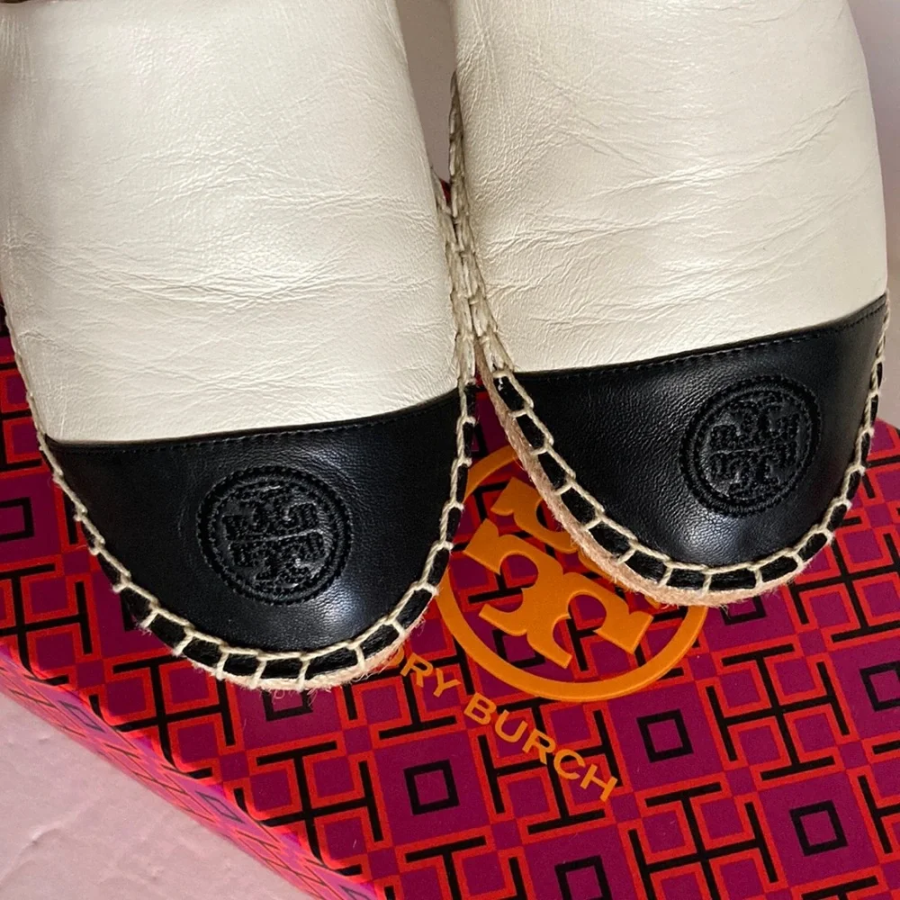 TORY BURCH Leather Color Block Flat Espadrille 7.5